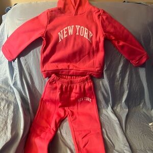 Pink New York Hoodie and Sweatpants Set